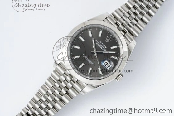 0419 OdorResistant DateJust 41 SS Polished Bezel KING 1:1 Best Edition 904L Steel Gray Stick Dial on Jubilee Bracelet VR 2207